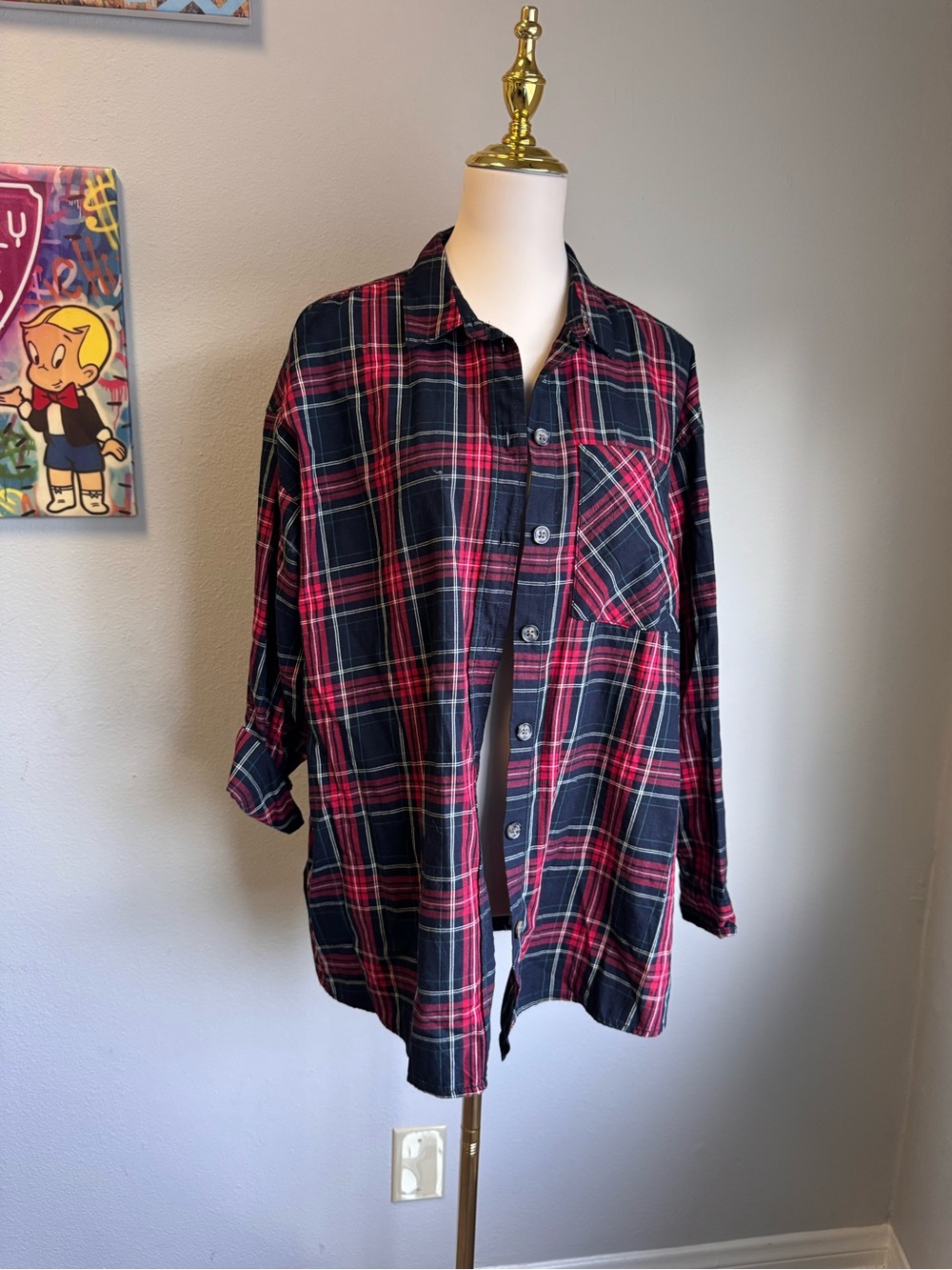 !!SALE!! H&M Red and Black Plaid Button-Down Shirt